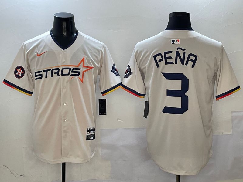 Men Houston Astros #3 Pena Cream Three generations Joint Name 2025 Nike MLB Jersey style 4116->houston astros->MLB Jersey